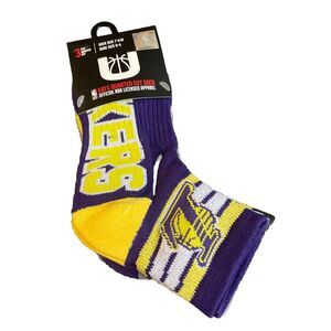 3 Pair NBA Ultra Game Los Angeles Lakers Quarter Cut Socks 7-9 M Shoe 9-4 Kids